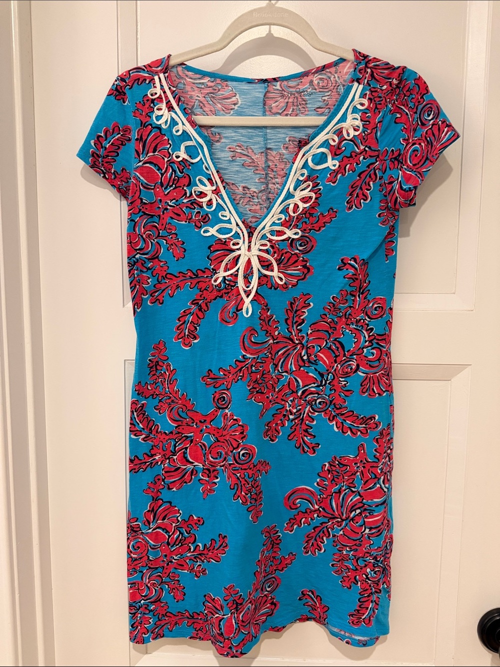 Lilly Pulitzer Turquoise & Pink Floral Scoop Neck Top